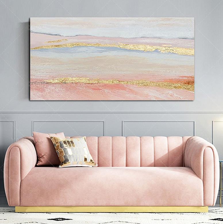 Gold Pink 07 wall decor texture Oil Paintings